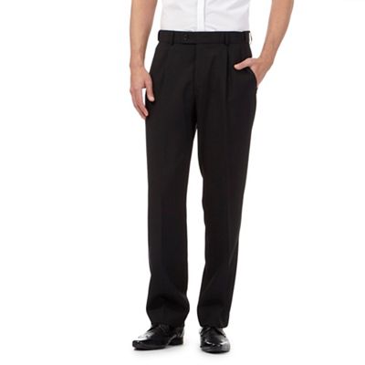 The Collection Big and tall black pleated regular trousers with active waistband